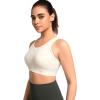 imageYvette Womens Zip Front Sports Bra High Impact Supportive Plus Size Bra for Large BustIvory
