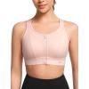 imageYvette Womens Zip Front Sports Bra High Impact Supportive Plus Size Bra for Large BustPink