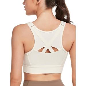 imageYvette Adjustable Sports Bras for Women Front Closure Plus Size Sports Bra High Impact for Large BustOffwhite