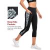 imageYvette Printed Capri Leggings with Pockets for Women Tummy Control High Waisted Workout Leggings Running Tights