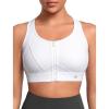 imageYvette High Impact Zip Front Sports Bras for Women Plus Size Racerback Sports Bra for Running Workout with Hollow DesignWhite