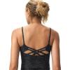 imageYvette Womens Longline Sports Bra Thin Strap Printed Yoga Light Support Padded Wireless Workout Tank TopBlack Printed