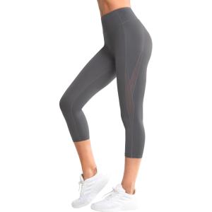 imageYvette Mesh Capris for Women with Side Pockets High Waisted Workout Gym Yoga Pants