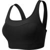 imageYvette Workout Sports Bra for Women  RibKnit Patchwork Design Elastic Wide Strap Yoga Bra Breathable Gym TopBlack