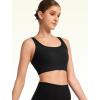 imageYvette Workout Sports Bra for Women  RibKnit Patchwork Design Elastic Wide Strap Yoga Bra Breathable Gym TopBlack