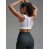 imageYvette Front Zip Sports Bras for Women High Impact Mesh Racerback Full Support Sports Bra Plus Size for RunningWhite