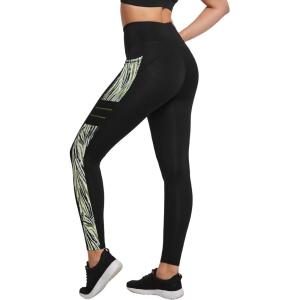 imageYvette Womens Workout Leggings with Pockets  High Waisted Tummy Control Running PantsNot See ThroughGym to StreetGreen Printed
