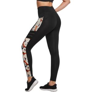 imageYvette Womens Workout Leggings with Pockets  High Waisted Tummy Control Running PantsNot See ThroughGym to StreetRed Printed