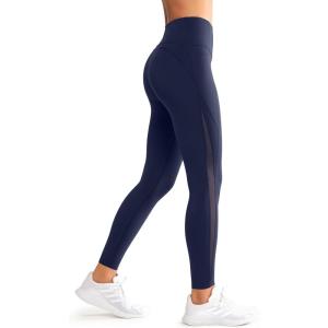 imageYvette Workout Leggings for Women with PocketsTummy Control High Waisted Butt Lifting Running Yoga Pants Mesh SideBlue