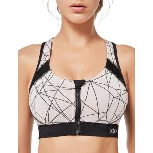 imageYvette Women Racerback Sports Bras for High Impact Workout Fitness Front Zip Closure Wirless Plus Size Fantacy Naked 3XLDF