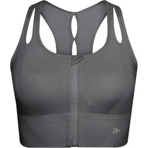 imageYvette Womens Sports Bras High Impact Front Zipper Sports Bra for Large Bust Full Support Racerback Workout RunningGrey