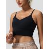 imageYvette Adjustable Spaghetti Straps V Back Sports Bras for Women Light Support Padded Wireless Yoga Bra Cropped Tank TopBlack