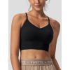 imageYvette Adjustable Spaghetti Straps V Back Sports Bras for Women Light Support Padded Wireless Yoga Bra Cropped Tank TopBlack