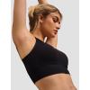 imageYvette Adjustable Spaghetti Straps V Back Sports Bras for Women Light Support Padded Wireless Yoga Bra Cropped Tank TopBlack