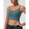 imageYvette Adjustable Spaghetti Straps V Back Sports Bras for Women Light Support Padded Wireless Yoga Bra Cropped Tank TopBlue