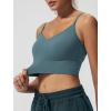 imageYvette Adjustable Spaghetti Straps V Back Sports Bras for Women Light Support Padded Wireless Yoga Bra Cropped Tank TopBlue