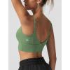 imageYvette Adjustable Spaghetti Straps V Back Sports Bras for Women Light Support Padded Wireless Yoga Bra Cropped Tank TopGrass Green
