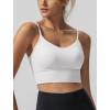 imageYvette Adjustable Spaghetti Straps V Back Sports Bras for Women Light Support Padded Wireless Yoga Bra Cropped Tank TopWhite