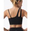 imageYvette Womens One Shoulder Sports Bra Asymmetrical Strap Yoga Light Support Padded Wireless Tank TopBlack