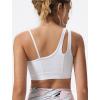 imageYvette Womens One Shoulder Sports Bra Asymmetrical Strap Yoga Light Support Padded Wireless Tank TopWhite