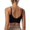 imageYvette Adjustable Spaghetti Straps V Back Sports Bras for Women Light Support Padded Wireless Yoga Bra Cropped Tank TopBlack