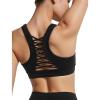 imageYvette Criss Cross Cute Strappy Sports Bras for Women U Neck Racerback Padded Wireless Yoga Bra Cropped Tank TopBlack