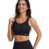 imageYvette Front Zip Sports Bras for Women High Impact Supportive Mesh Back Bra for RunningBlack