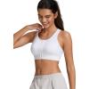imageYvette Front Zip Sports Bras for Women High Impact Supportive Mesh Back Bra for RunningWhite