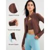 imageYvette Womens Athletic Full Zip Lightweight Workout Jackets with Thumb Holes Gym Shirts Running Clothes with PocketBrown