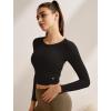 imageYvette Womens Backless Long Sleeve Crop Tops Slim Fit Shirts for YogaBlack