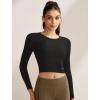 imageYvette Womens Backless Long Sleeve Crop Tops Slim Fit Shirts for YogaBlack