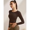 imageYvette Womens Backless Long Sleeve Crop Tops Slim Fit Shirts for YogaBrown