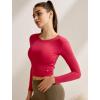 imageYvette Womens Backless Long Sleeve Crop Tops Slim Fit Shirts for YogaRed