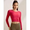 imageYvette Womens Backless Long Sleeve Crop Tops Slim Fit Shirts for YogaRed