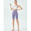 imageYvette Womens Biker Shorts Tummy Control High Waist Running Workout Yoga ShortsPurple