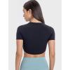 imageYvette Womens Cropped Top Short Sleeve Breathable TShirts Athletic Yoga Tee TopsBlack