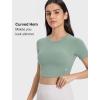 imageYvette Womens Cropped Top Short Sleeve Breathable TShirts Athletic Yoga Tee TopsGreen