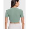 imageYvette Womens Cropped Top Short Sleeve Breathable TShirts Athletic Yoga Tee TopsGreen