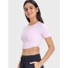 imageYvette Womens Cropped Top Short Sleeve Breathable TShirts Athletic Yoga Tee TopsLight Pink