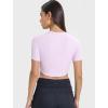 imageYvette Womens Cropped Top Short Sleeve Breathable TShirts Athletic Yoga Tee TopsLight Pink