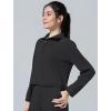 imageYvette Womens Half Zip Pullover Stand Collar Cropped Workout Sweatshirt with Pockets Long Sleeve Shirts ClothesBlack