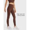 imageYvette Womens High Waist Athletic Leggings with Inner Pockets Tummy Control TightsCoffee Brown