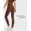 imageYvette Womens High Waist Athletic Leggings with Inner Pockets Tummy Control TightsCoffee Brown