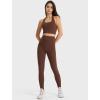 imageYvette Womens High Waist Athletic Leggings with Inner Pockets Tummy Control TightsCoffee Brown