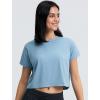 imageYvette Workout Crop Tops for Women Loose Fit Short Sleeve Shirts Breathable Athletic Gym Yoga Casual Cropped TShirtsBlue