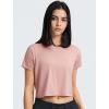 imageYvette Workout Crop Tops for Women Loose Fit Short Sleeve Shirts Breathable Athletic Gym Yoga Casual Cropped TShirtsDark Pink