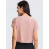 imageYvette Workout Crop Tops for Women Loose Fit Short Sleeve Shirts Breathable Athletic Gym Yoga Casual Cropped TShirtsDark Pink