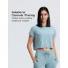 imageYvette Workout Crop Tops for Women Loose Fit Short Sleeve Shirts Breathable Athletic Gym Yoga Casual Cropped TShirtsGreen