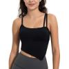 imageYvette Sports Bras for Women with Removable Pads Adjustable Thin Straps Tank TopsBlack