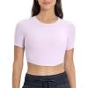 imageYvette Womens Cropped Top Short Sleeve Breathable TShirts Athletic Yoga Tee TopsLight Pink